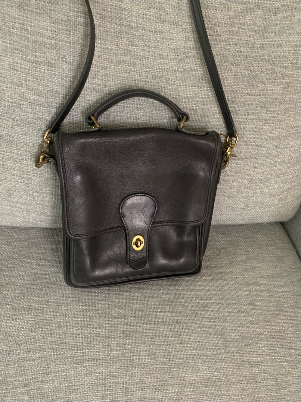 Vintage Coach Station Bag 5130 Black Leather Satchel Crossbody Made In USA
